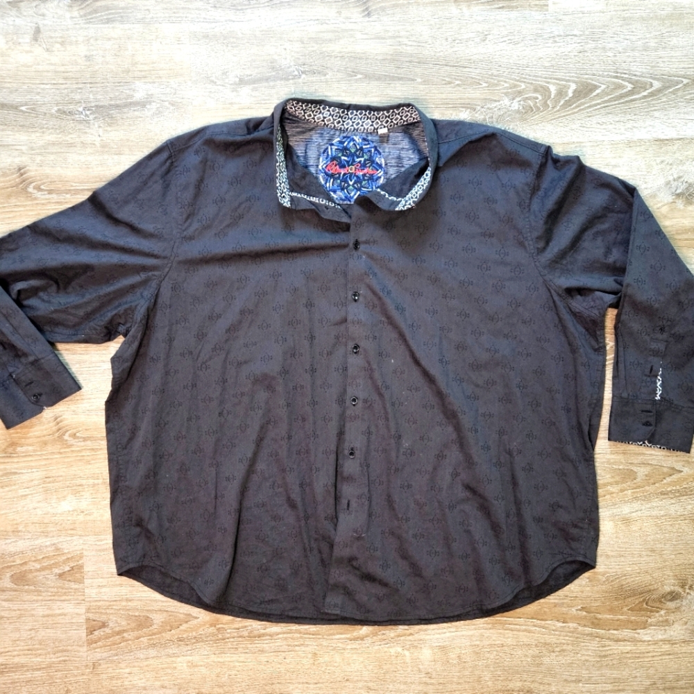 Robert Graham Shirt 5XL Button Down Black Patterned Long Sleeve Mens